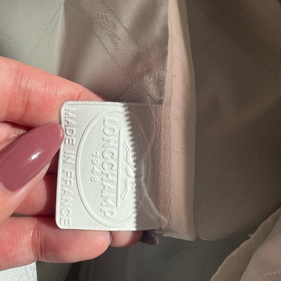 Longchamp White Leather Le Pliage Tote Bag - Picture 12 of 16